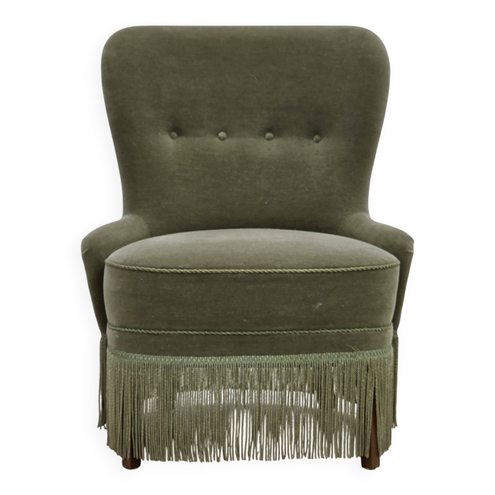1970s, Danish armchair, green furniture velour.