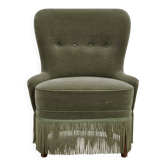 1970s, Danish armchair, green furniture velour.