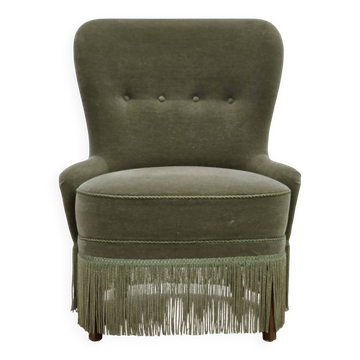 1970s, Danish armchair, green furniture velour.