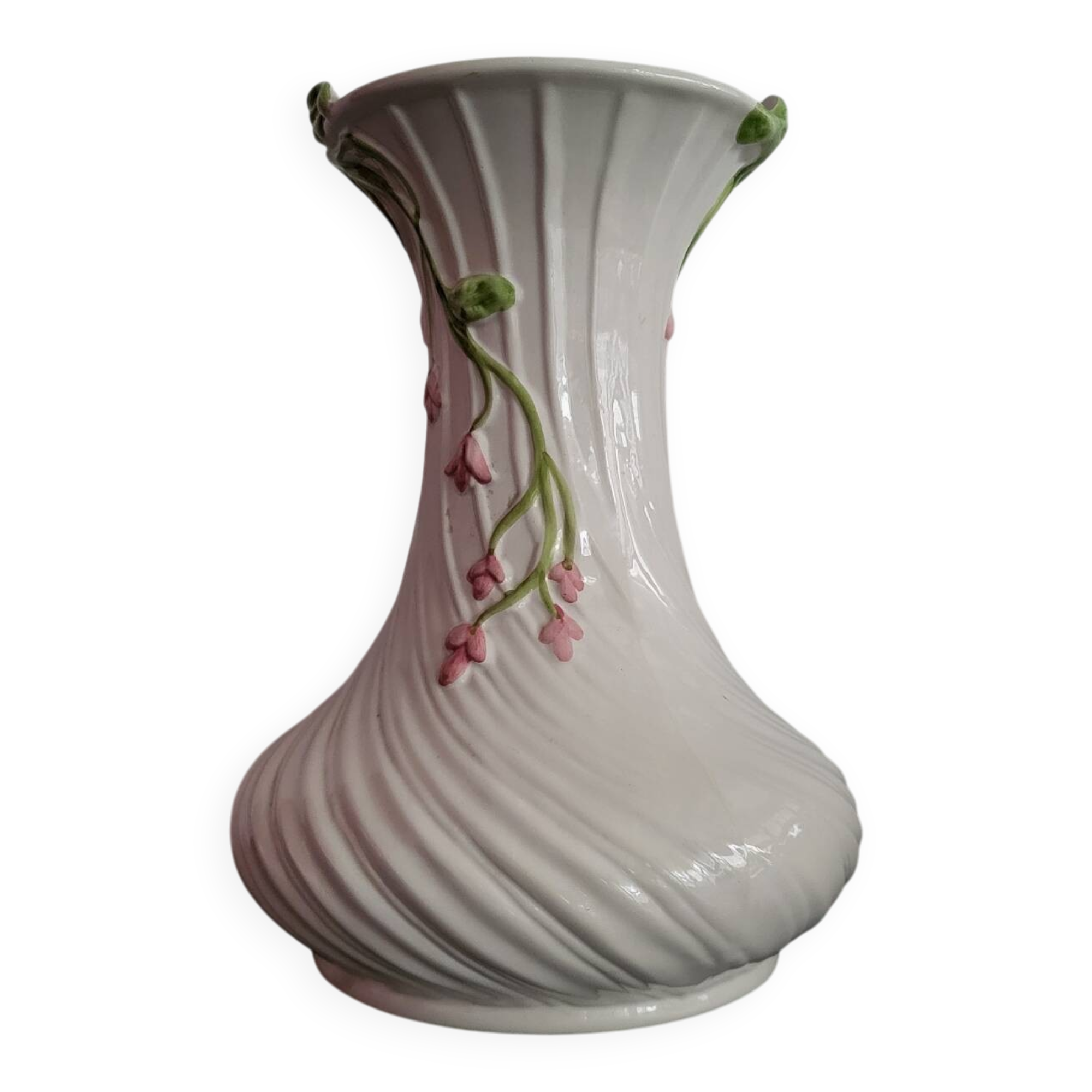 Vintage twisted barbotine vase