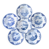 Assiettes XIXe siècle Gien terre de fer collection aux oiseaux japonisant