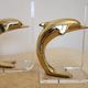 Dolphin bookends in gold metal and plexiglass – 1980s