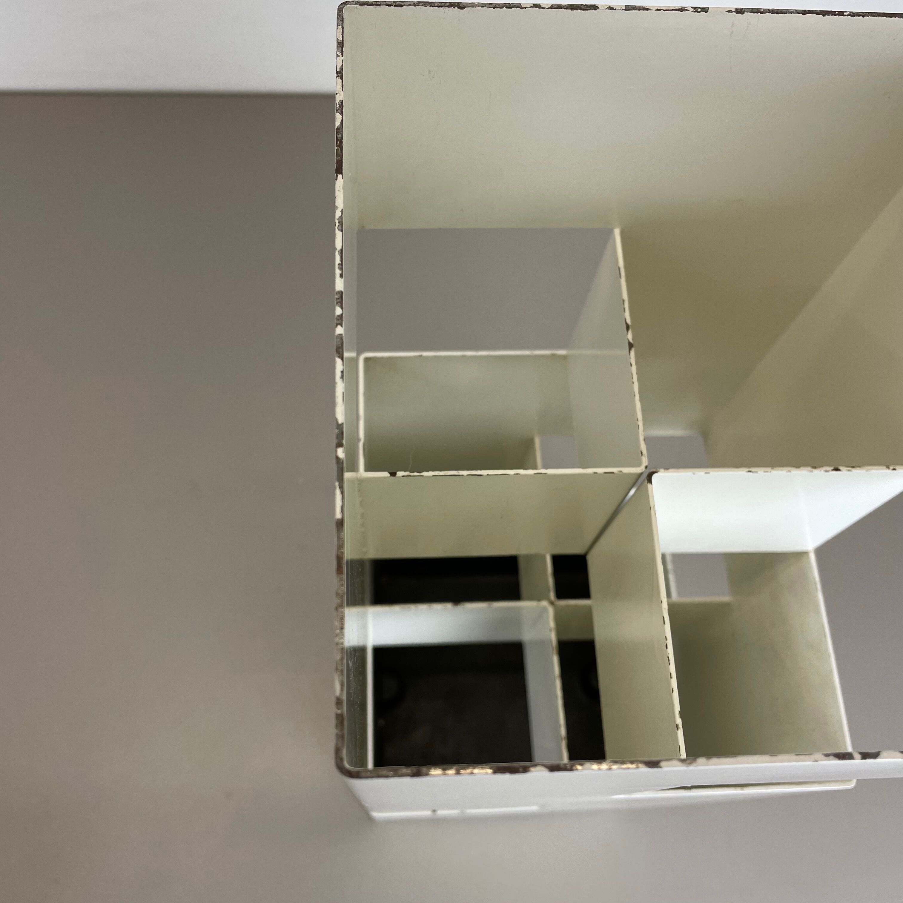 Original Modernist Cubic Pop Art Metal Umbrella Stand, France, 1970s