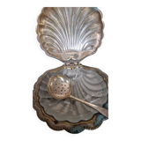 Silver-plated metal butter/shell caviar dish