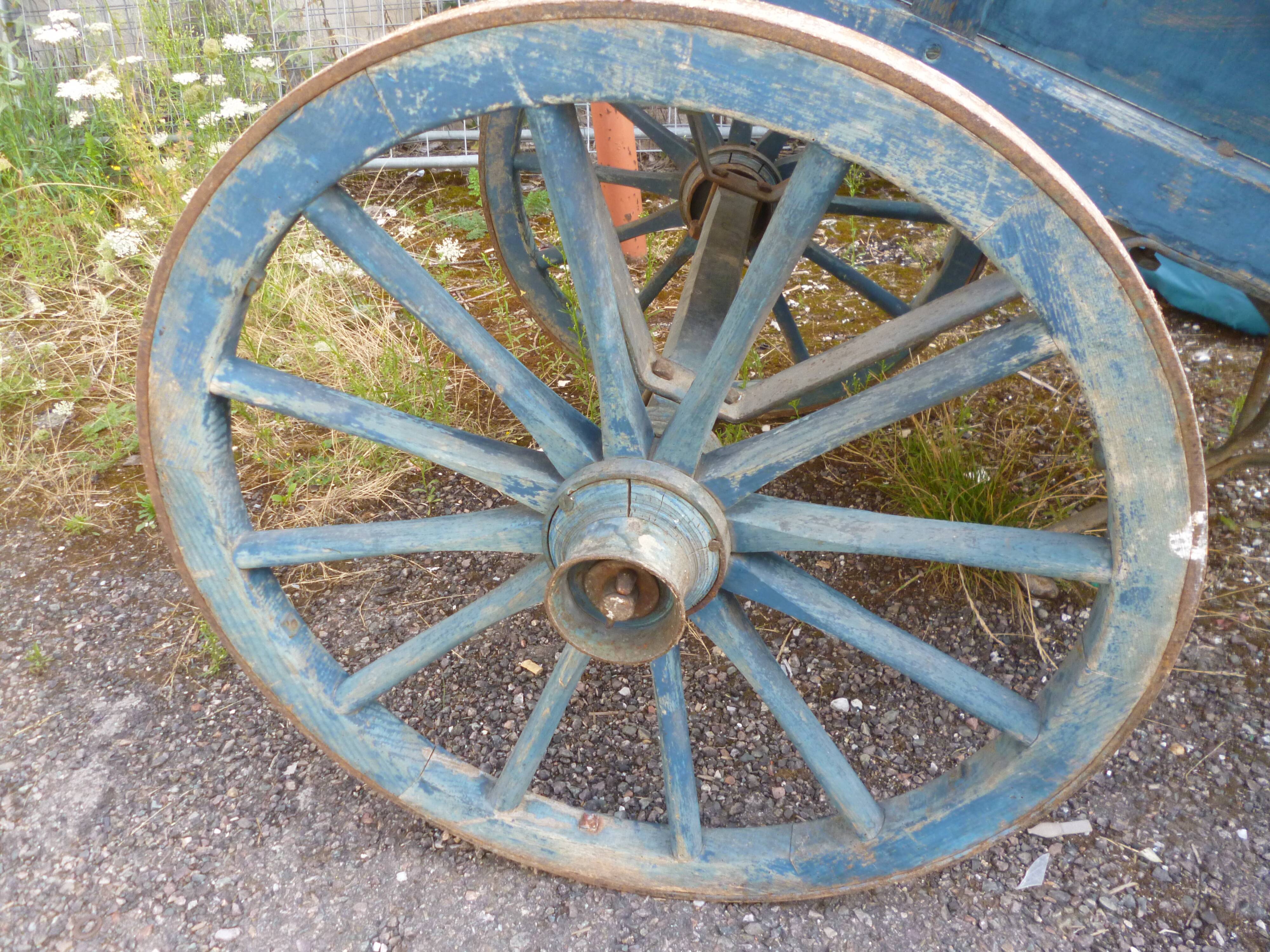 Old blue patina cart
