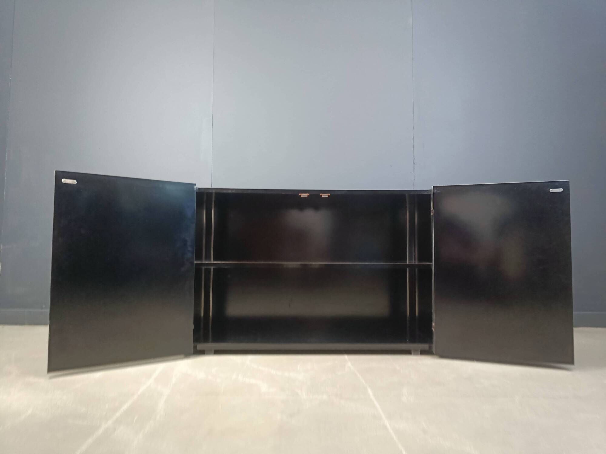 Cabinet in Black Laminate and chrome by Mario Sabot, 1980s