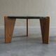 2 tables d'appoint en ardoise et bois de pin de style brutaliste
