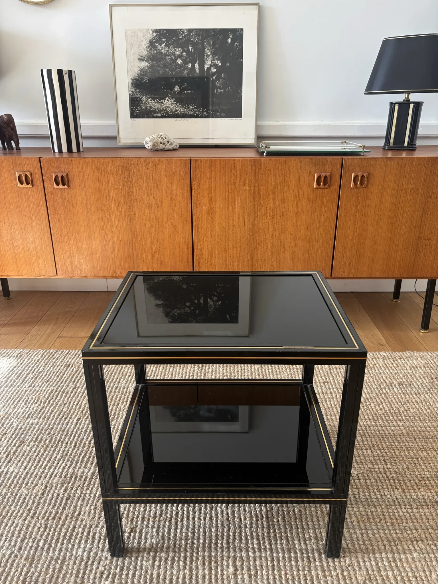 Side table Pierre Vandel Paris 1970s-80s • Hollywood Regency style