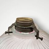 Antique sandblasted and pink glass ceiling lampshade - 1940s