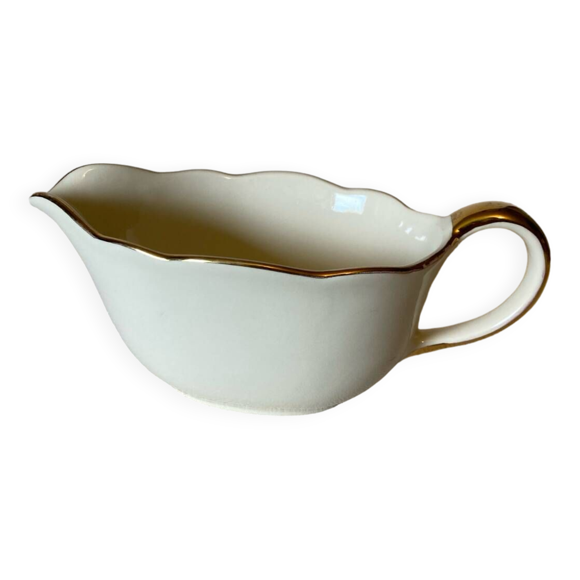 Saucière Villeroy et Boch années 50 crème et dorée