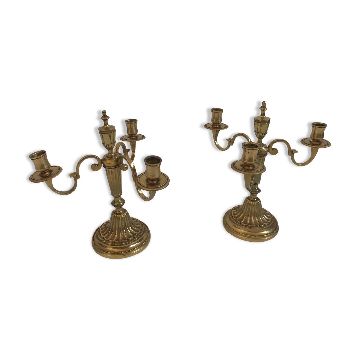 Pair of golden brass candlesticks