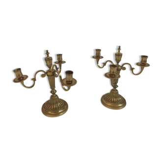Pair of golden brass candlesticks