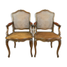 Pair of Provençal walnut armchairs with sculpture decorations