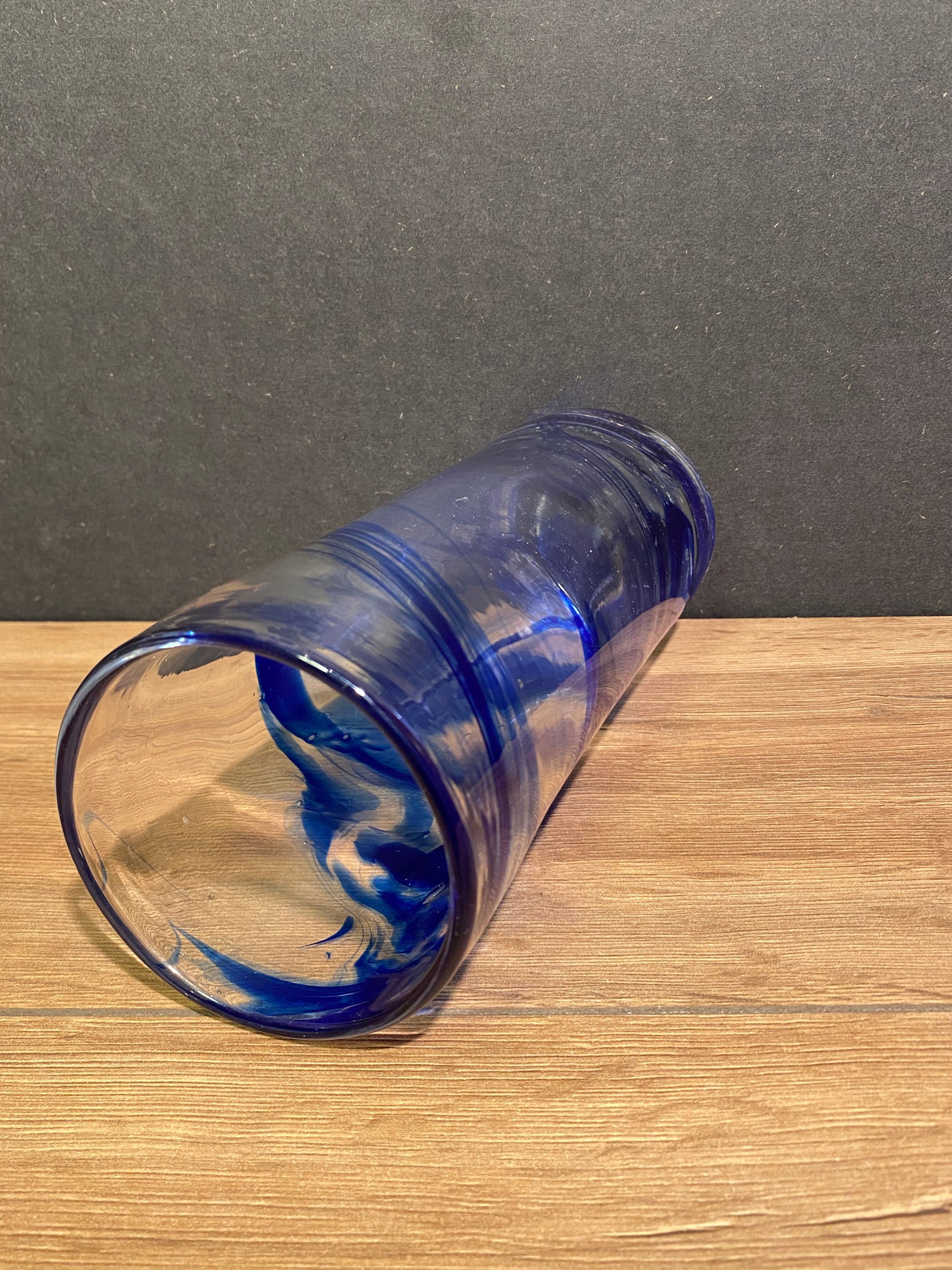 Tubular vase in stylized glass, arts and crafts