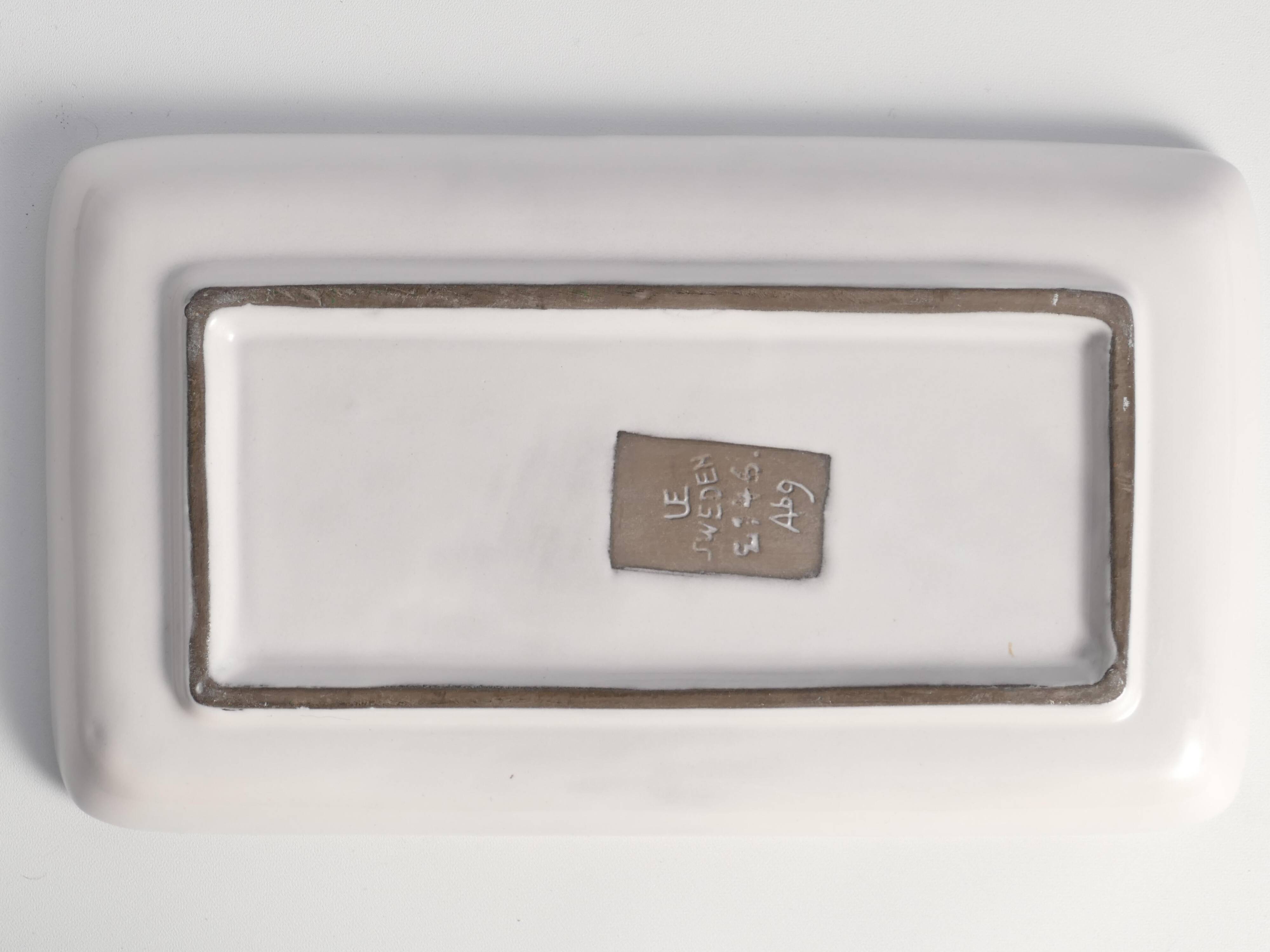 Brown and White "Corso" Ceramic Dish by Ingrid Atterberg for Upsala Ekeby, 1950s
