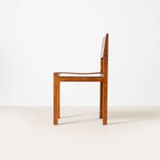 Set of 4 unique Bauhaus modernist dining chairs in birch, Prague, 1940s.