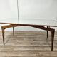 1950s wooden dining table with mirrored top