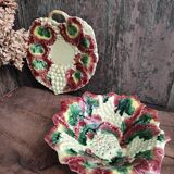 Vintage french majolica serving bowl for grapes