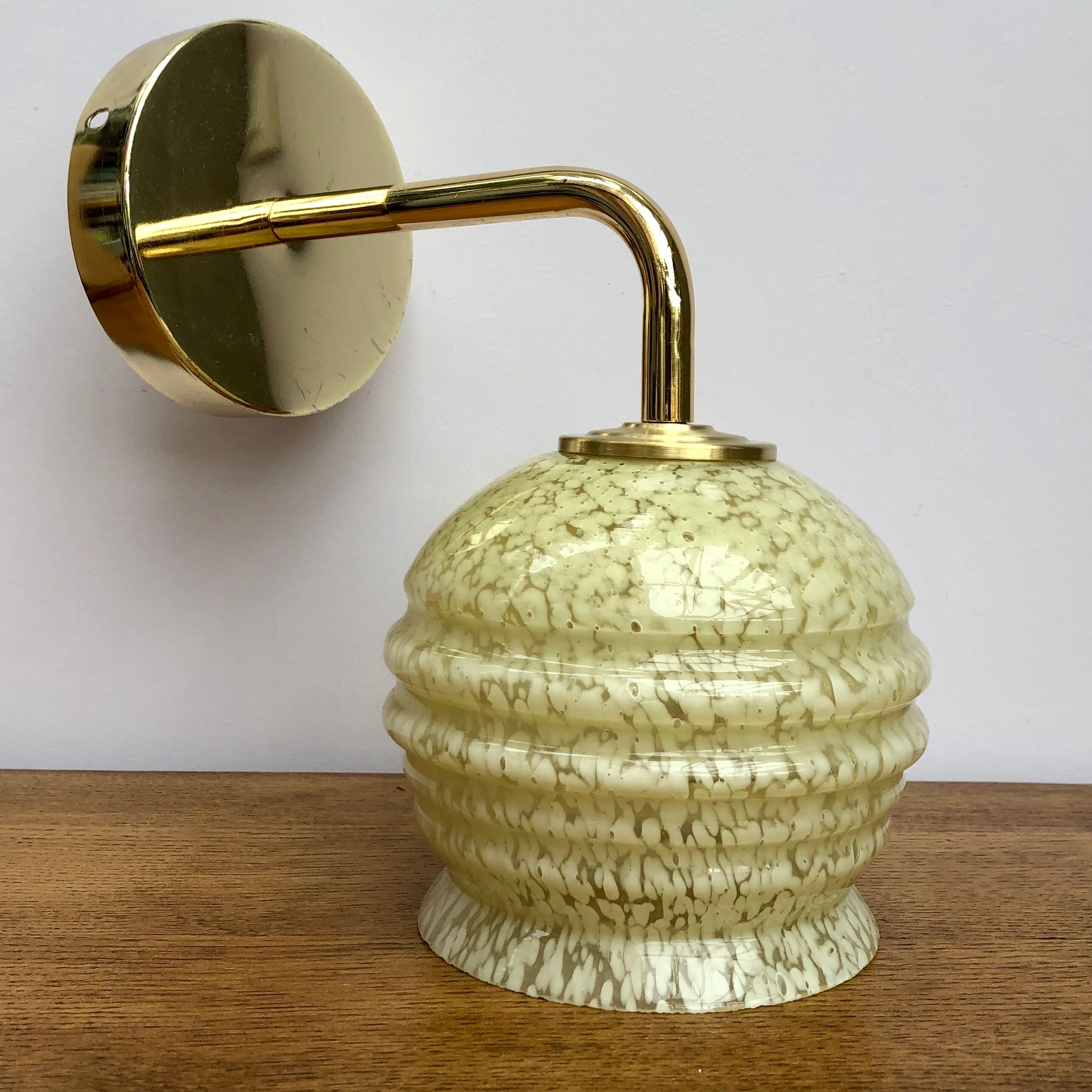 Vintage yellow Clichy glass tulip wall light