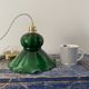 Vintage suspension lamp in marbled green opaline