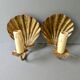 Pair of golden metal shell sconces