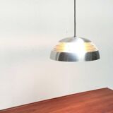 German pendant lamp in aluminium and glass from the Mid-Century space by Doria, 1960s.