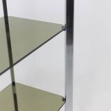 Pair of 6-shelf shelves with chrome-plated metal frames. 1970s.