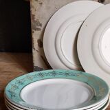 Six plates of vintage Badonviller earthenware with gold frieze