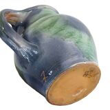 Cruche ou orjol en faïence française ancienne à glaçure bleue et verte