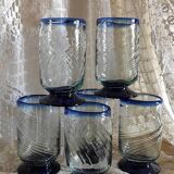 6 Mexican handicraft orangeade glasses