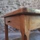 Old farmhouse dining table, rustic kitchen, poplar top, chestnut base, two drawers, 1800–1850.