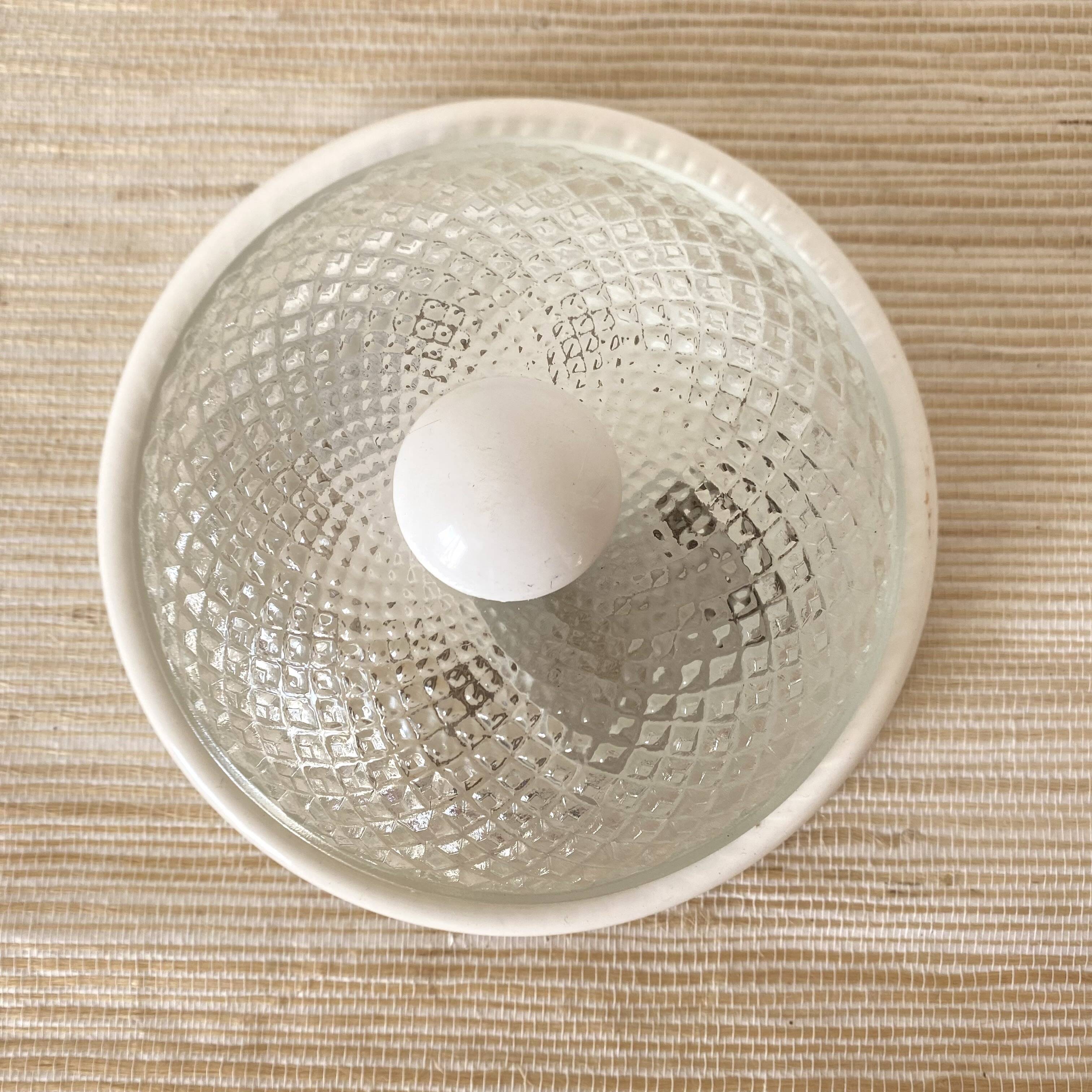 Round vintage glass and metal ceiling light