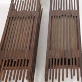 Pair of large wooden wall lights