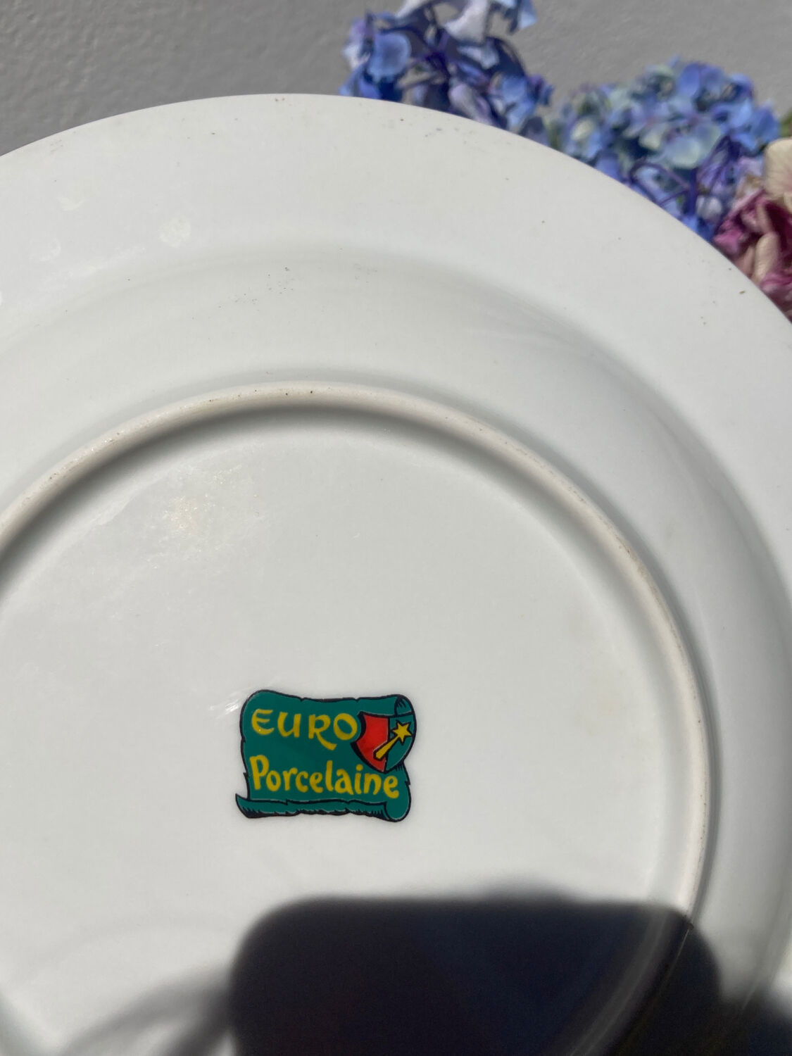 12 assiettes creuses en porcelaine doré et rouge bordeaux