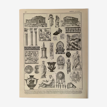 Lithographie sur l'art de la Grèce de 1897