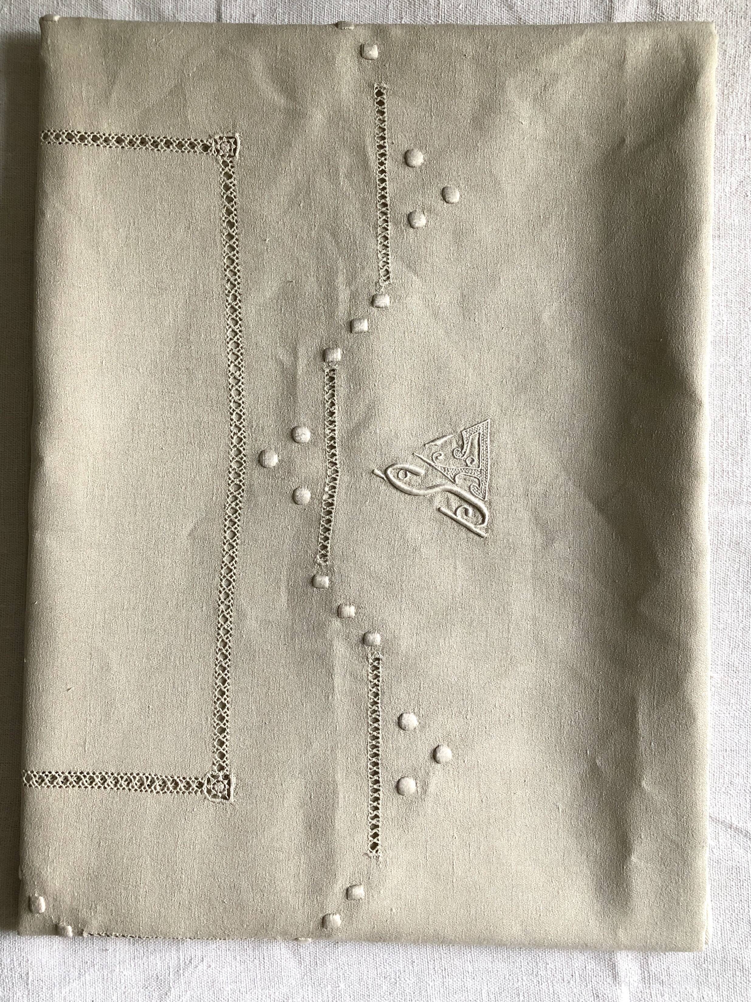 Antique linen tablecloth and whipped cream silk