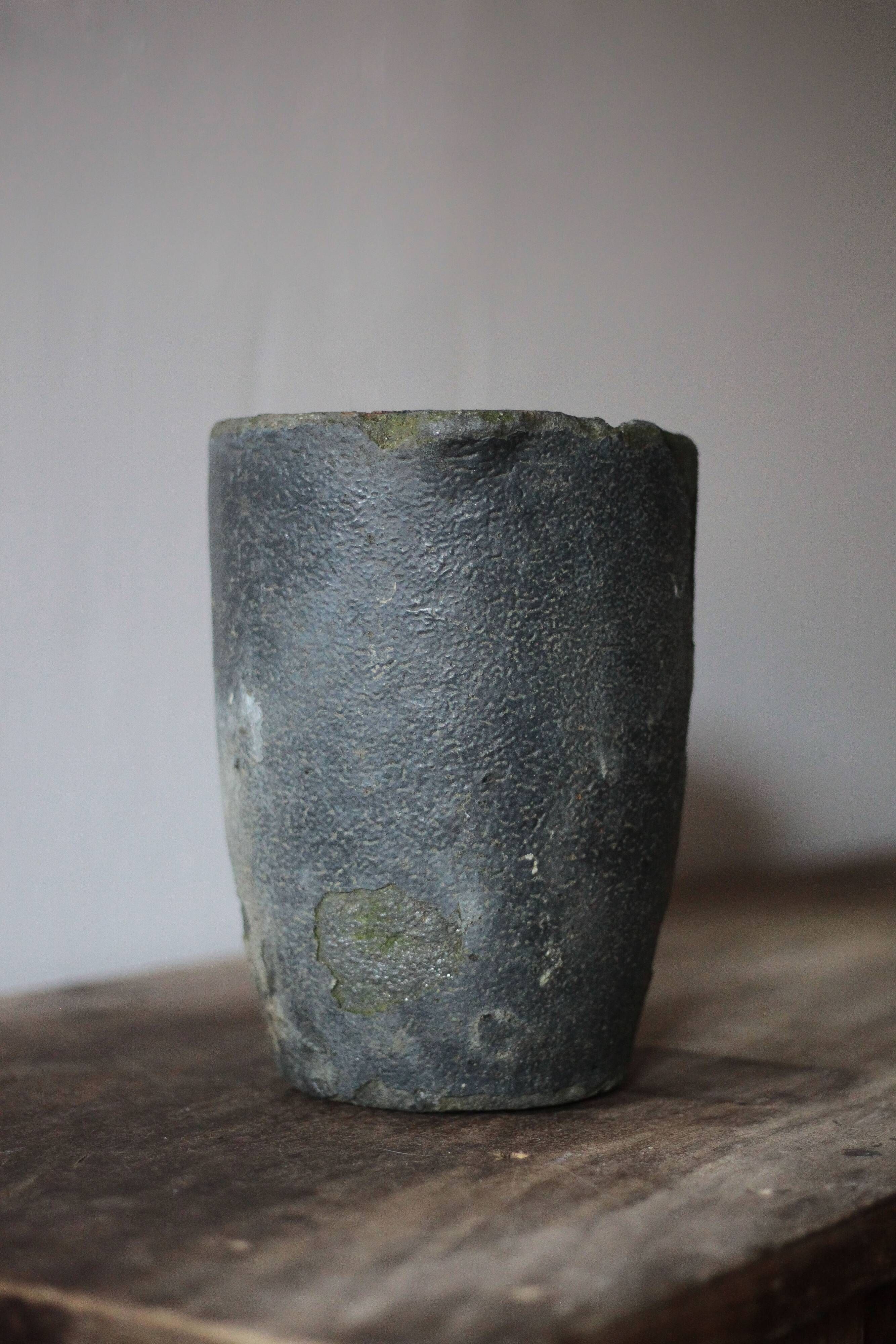 Old foundry crucible, plant pot, planter, cache pot, decoration