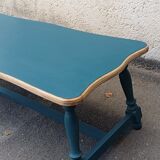 Wood and blue coffee table