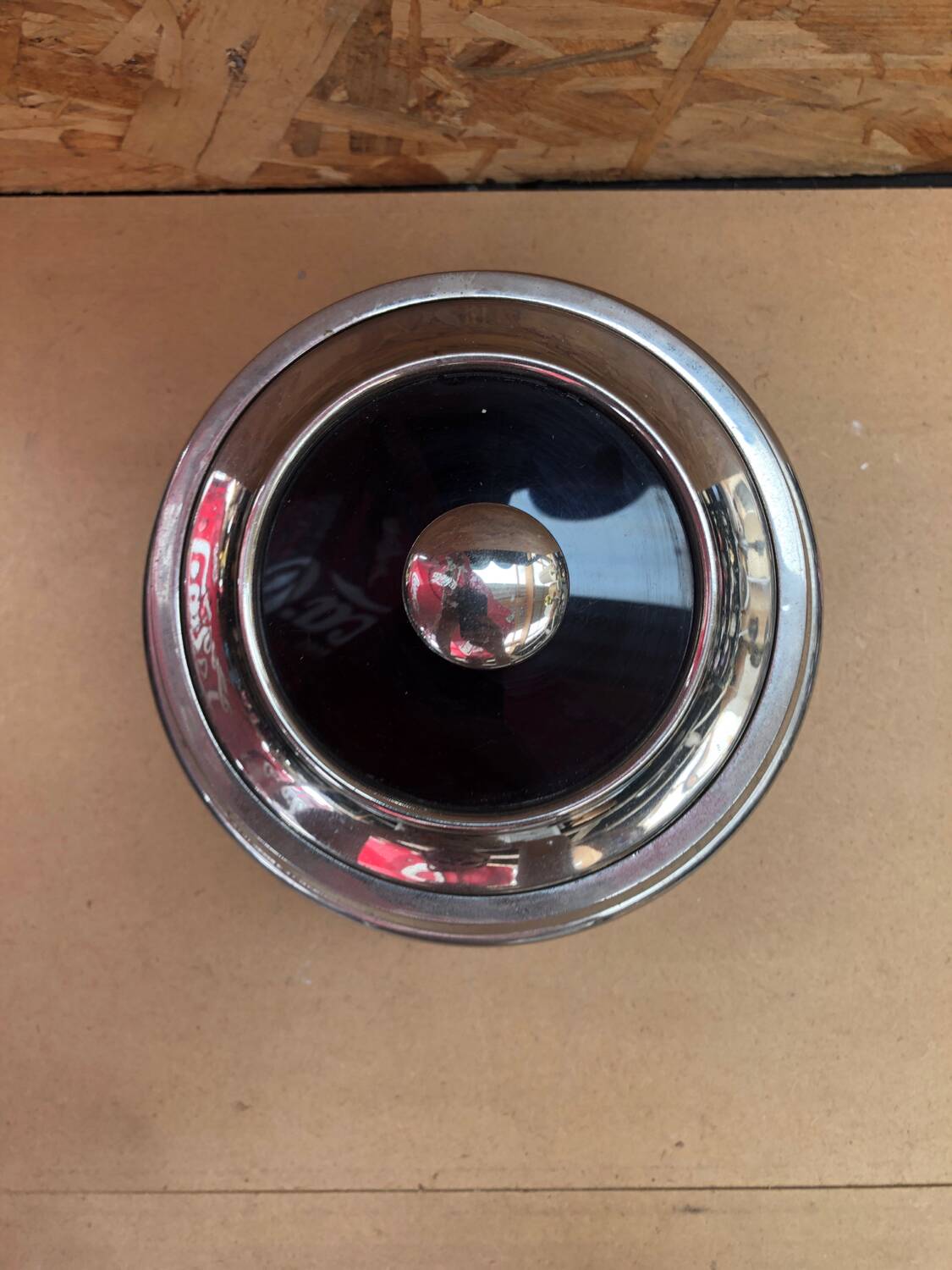 Old deco maella ice bucket red plastic & chrome made in spain