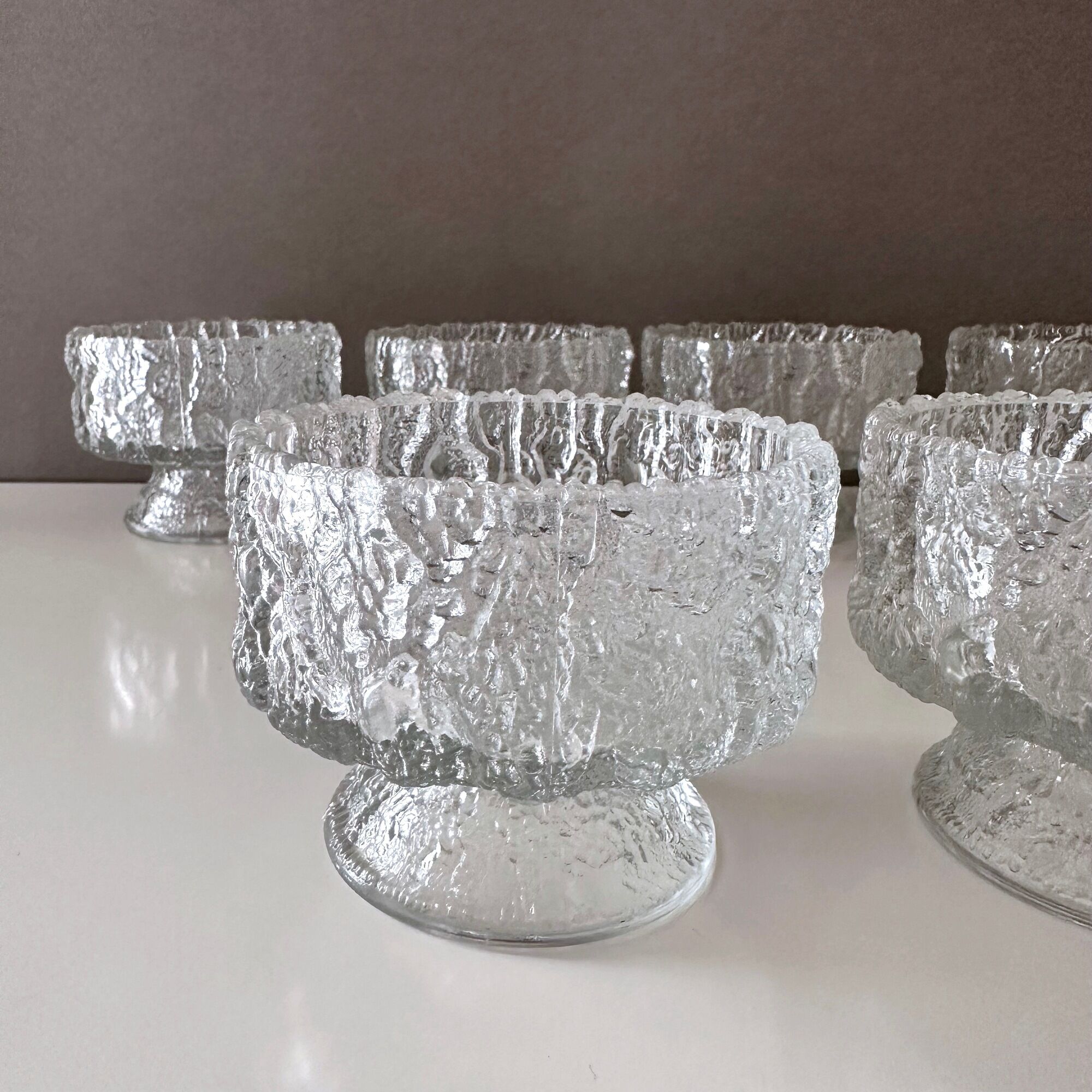 Set of 6 dessert bowls ice glass, glass bowls, Scandinavian Design.