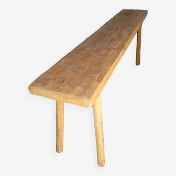 Banc 120 cm bois massif ancien patiné