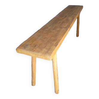 Banc 120 cm bois massif ancien patiné