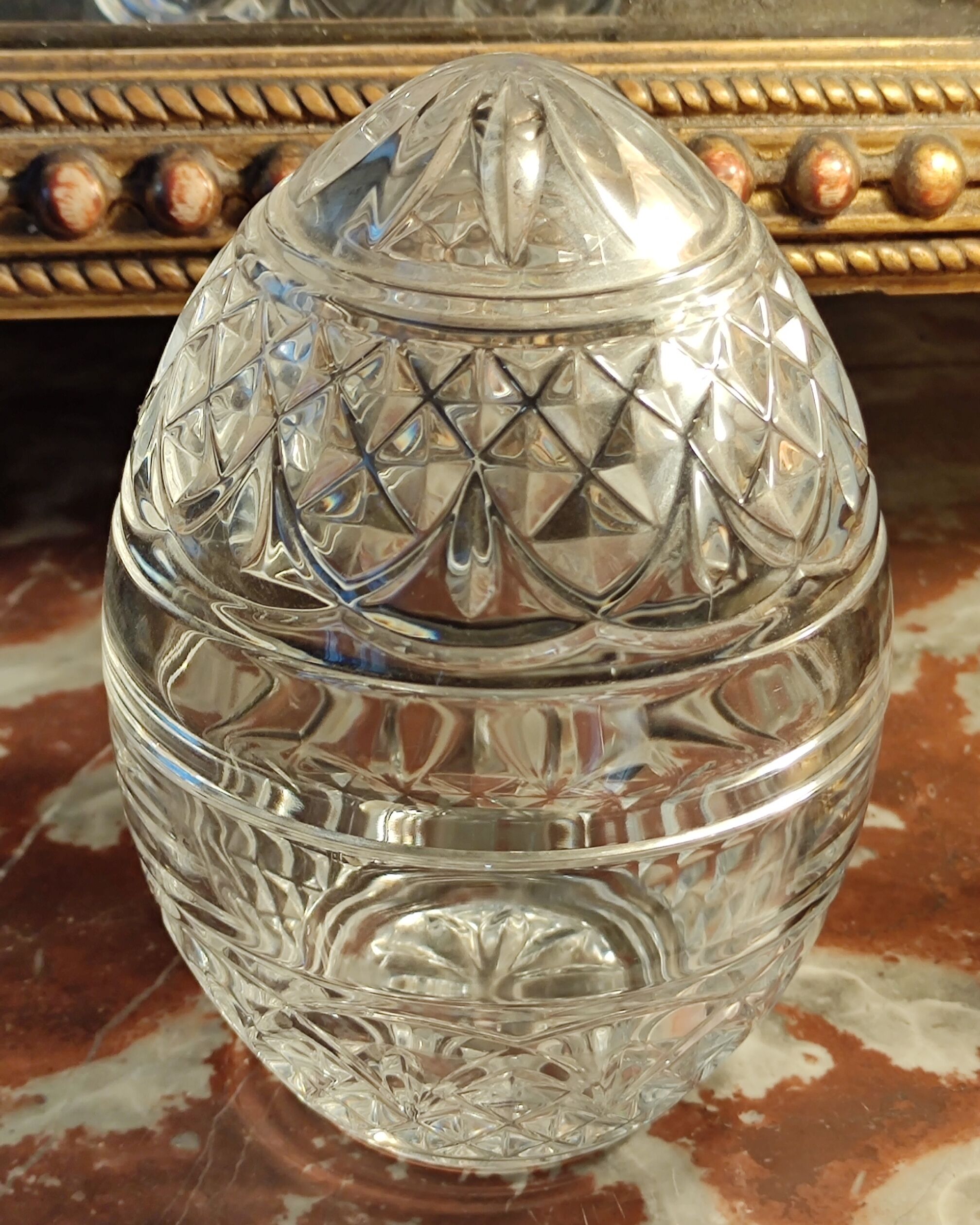 Old egg-shaped drapery/candy box