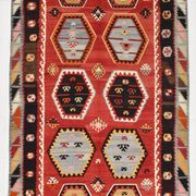 %100 Wool Turkish Vintage Kilim Rug, Mid Century Modern, 183x324 Cm