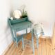 Coiffeuse vintage en bois peint