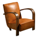 Art Deco club armchair in Havana leather, around 1940.