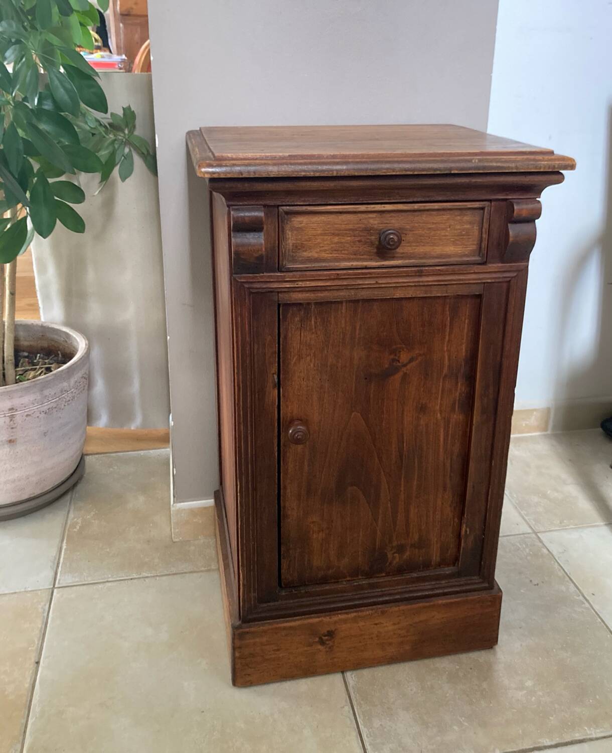 19th century solid wood bedside table