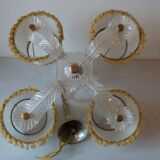 Old chandelier 4 lights plastic sheet and lampshade vintage lighting