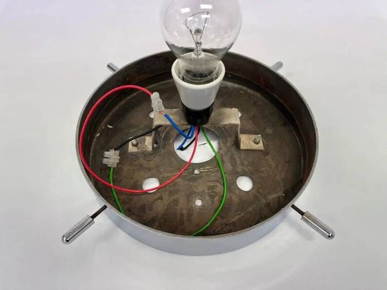 Space age Midcentury Hotel Design Ceiling Lamp, Flushmount, 1970s-Czechoslovakia