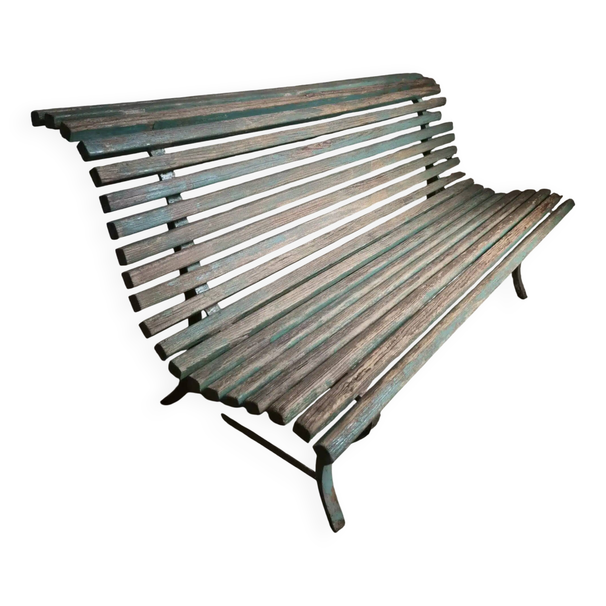 French garden bench in wood and iron, 1950s
